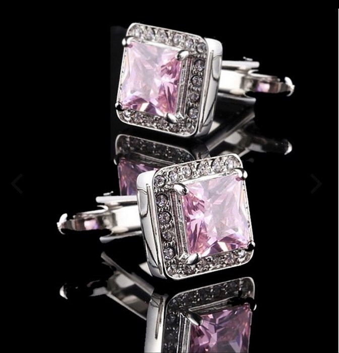 Pink Crystal cufflink set
